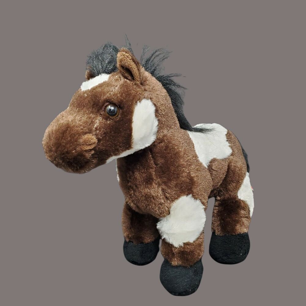 Ganz Webkinz Pinto Horse Pony Plush Stuffed Animal 9" Brown Black HM147 NO CODE